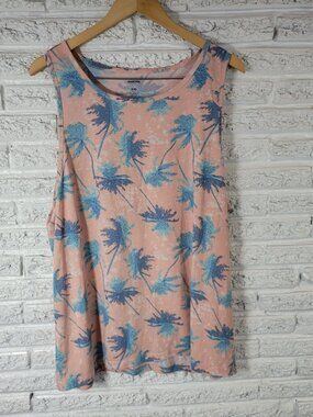 Sonoma Womens Top XXL Plus Tank Tropical Palm Trees Lightweight FLO108XE